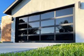 Modern and expansive glass garage door